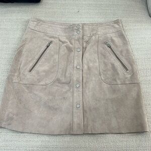 Blank NYC Tan 100% Suede Leather Button Down Mini Skirt Size 28